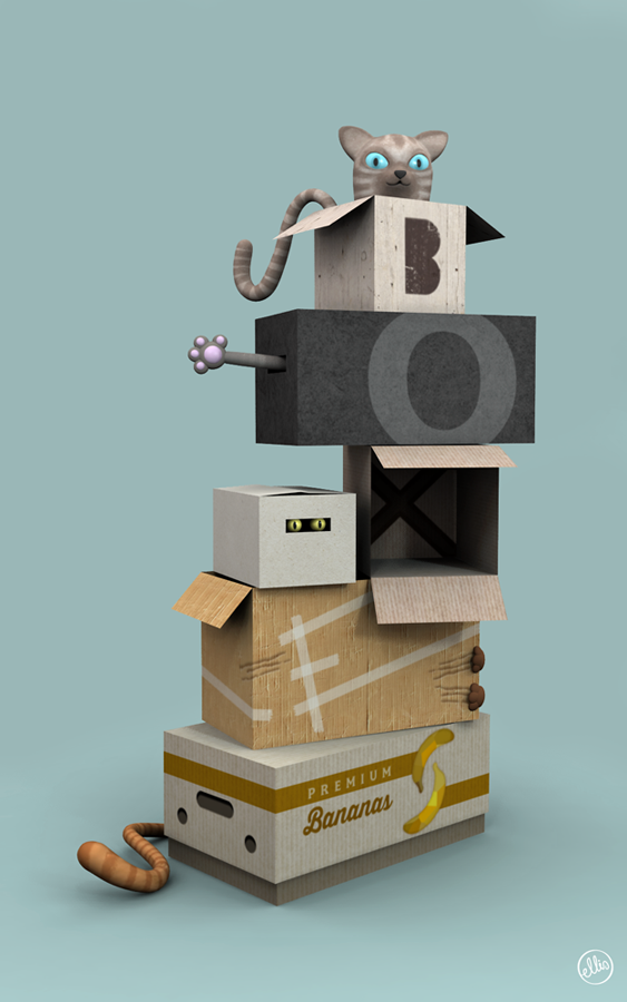 Cats & Boxes. Personal work / Software: Maya